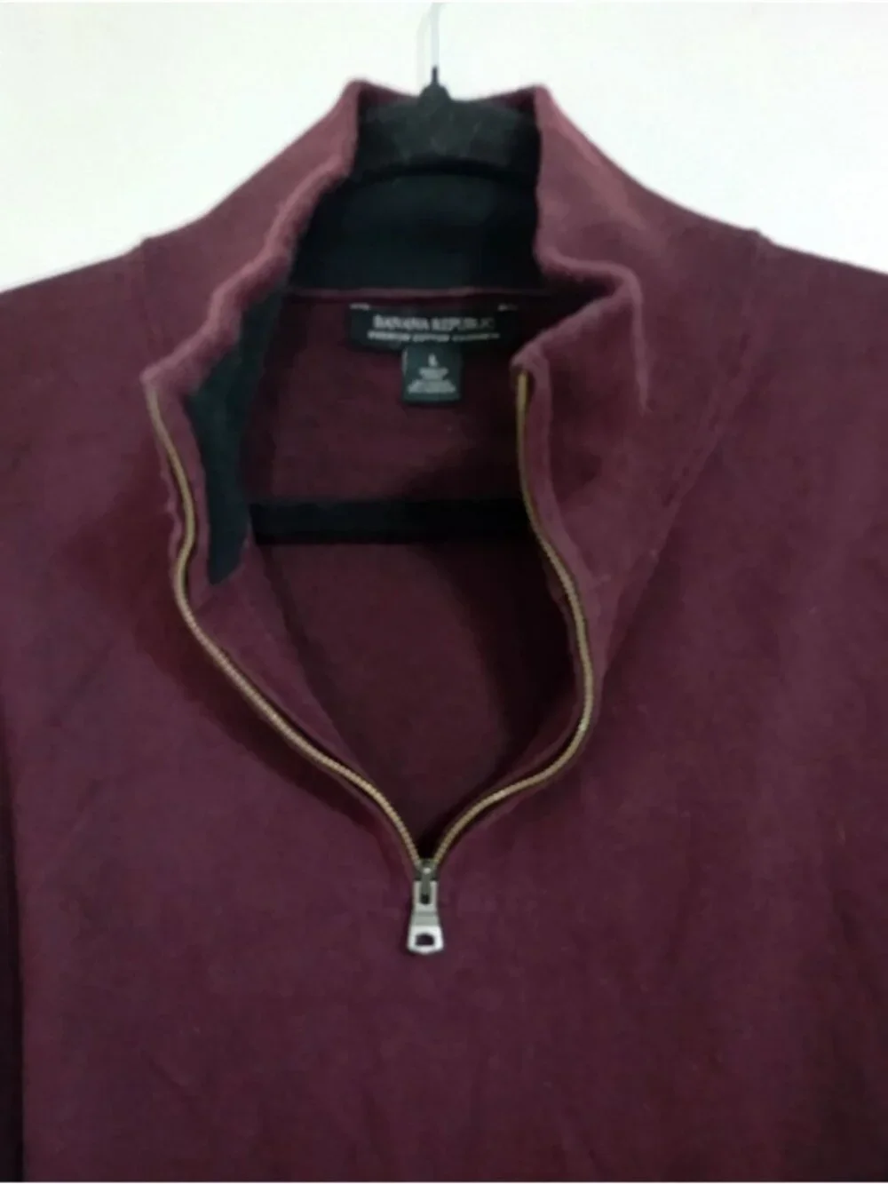 Banana Republic Mens Burgundy Half-Zip Sweater Size L Cotton & Cashmere Blend
